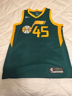 Nike Green and Yellow Utah Jazz #45 Basketball Jersey